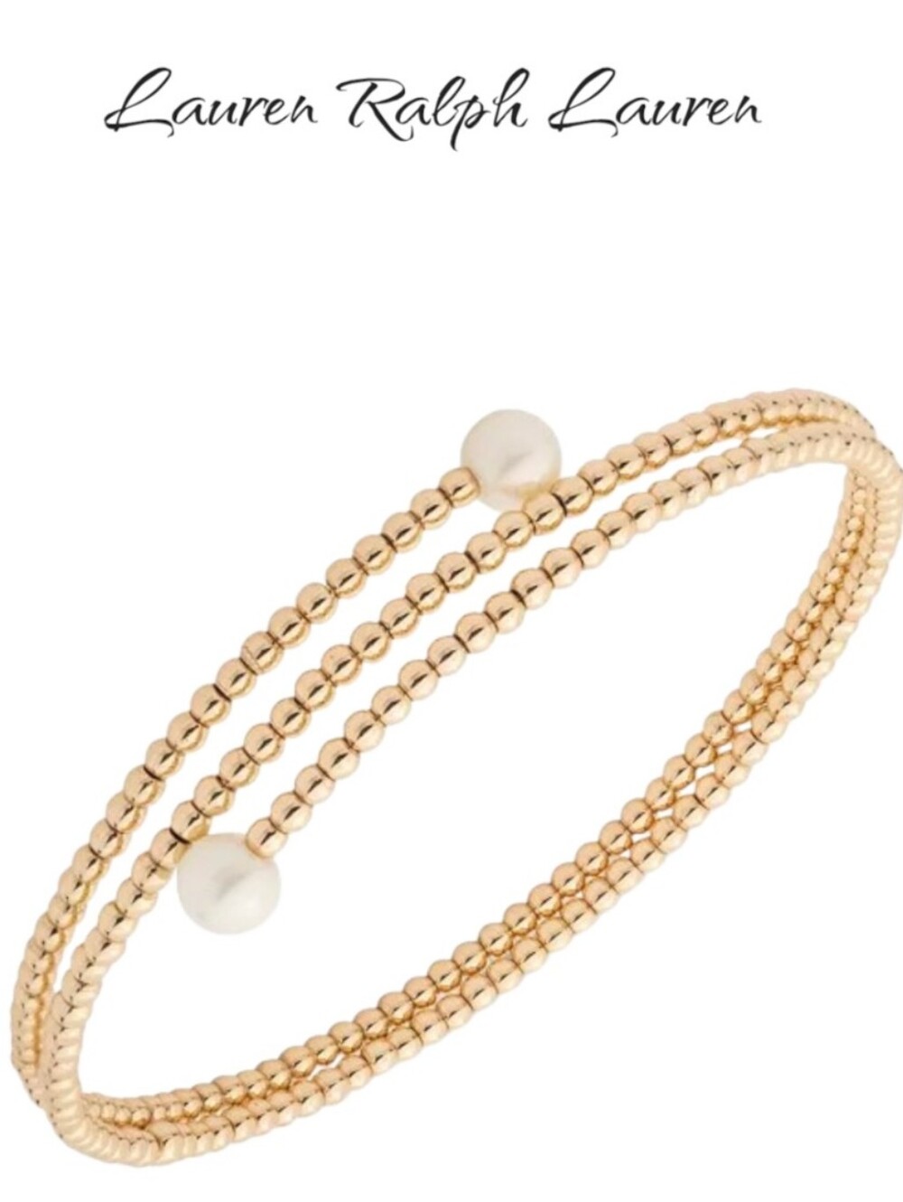 Lauren Ralph Lauren Gold Pearl Wrap Cuff Bracelet Bangle NWT